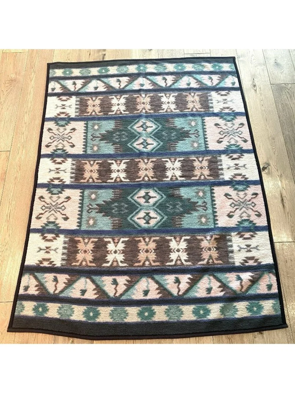 Vintage Biederlack Blanket 76Lx56W Southwestern Aztec Geometric Made in USA